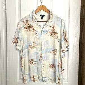 Forever 21 Men's Cream Angel Print Shirt